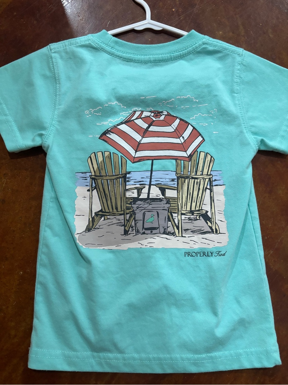 Properly Tied Kids' Short Sleeve Tee in Aqua with Beach Graphic